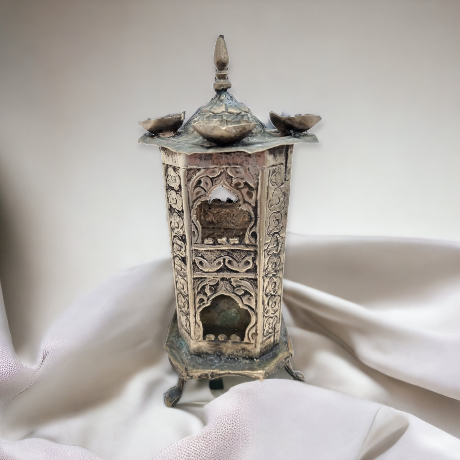 Antique White Metal Candle Holder Memorial Yahrzeit Jewish Judaica Afghanistan