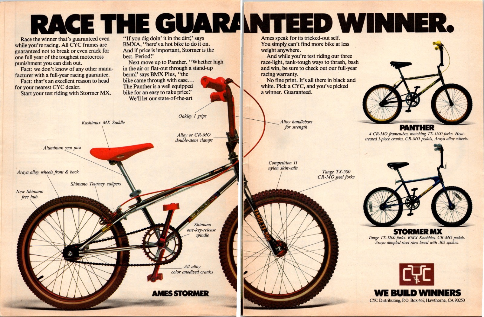 1980 •CYC BMX Panther Ames Stormer 2 Page Print Ad • 80s BMX Bike FA.04 1980 •CYC BMX Panther Ames Stormer 2 Page Print Ad • 80s BMX Bike FA.04