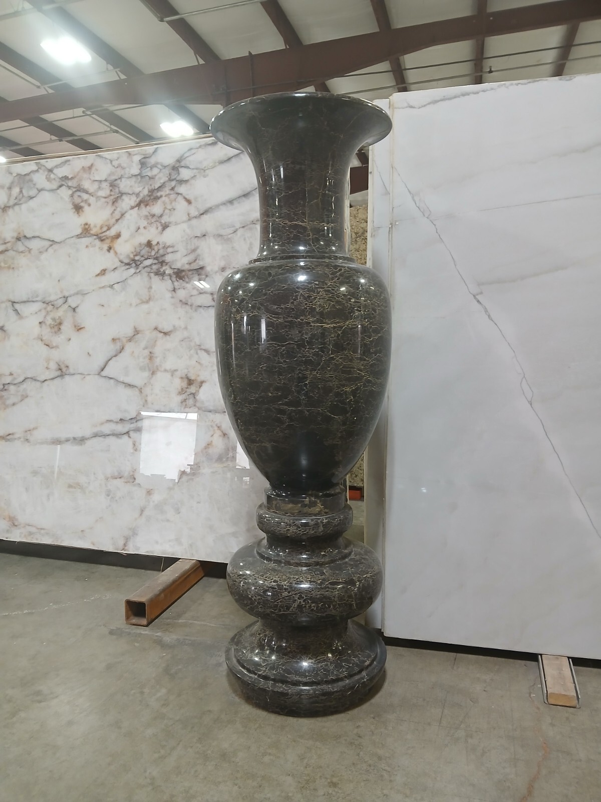 Black Marble Vase with Gold Veining – Elegant 6FT Statement Piece