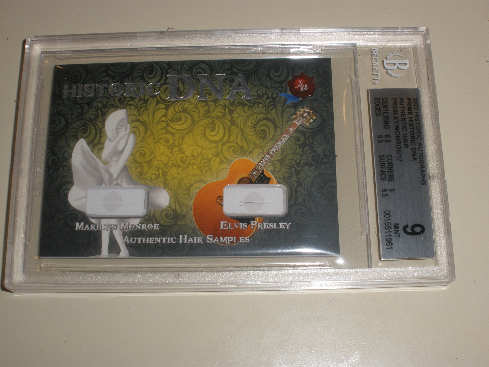 2022 Historic Autograph Prime DNA HAIR Elvis Presley Marylin Monroe 15/17 BGS 9