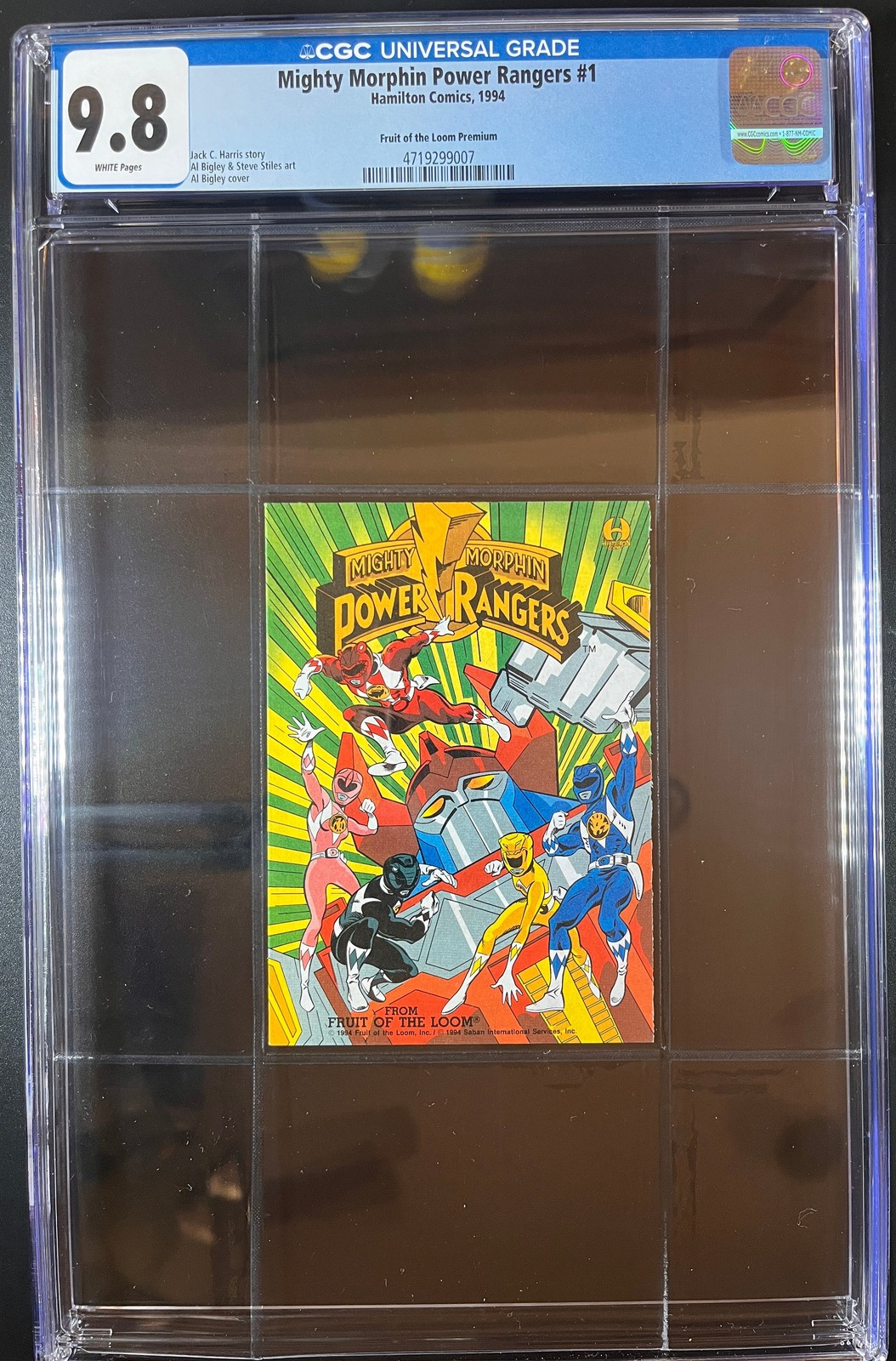 1994 Hamilton Mighty Morphin Power Rangers #1 Fruit of the Loom Premium CGC 9.8 1994 Hamilton Mighty Morphin Power Rangers #1 Fruit of the Loom Premium CGC 9.8