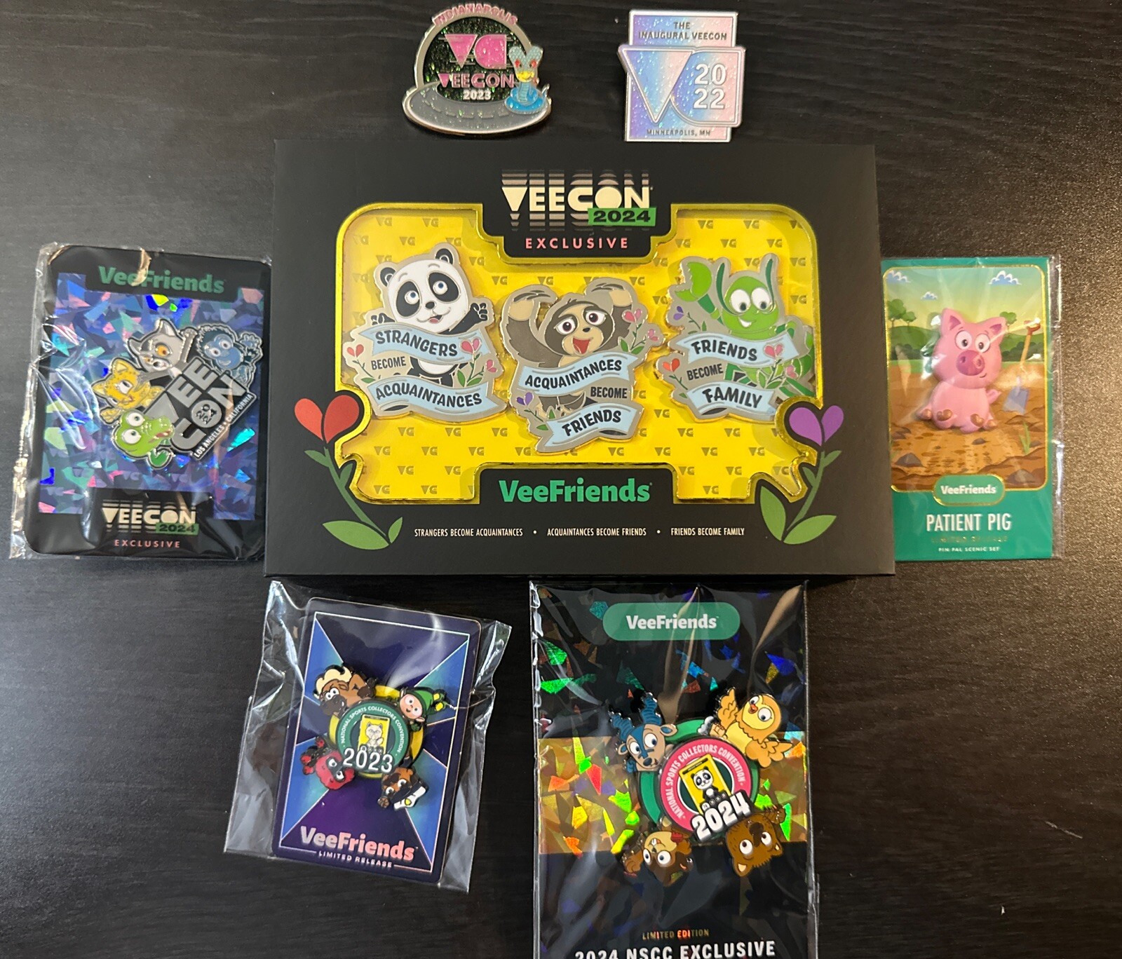 Veefriends Veecon, NSCC, Road to Veecon, Patient Pig Ultimate Pin Set SOLD OUT Veefriends Veecon, NSCC, Road to Veecon, Patient Pig Ultimate Pin Set SOLD OUT