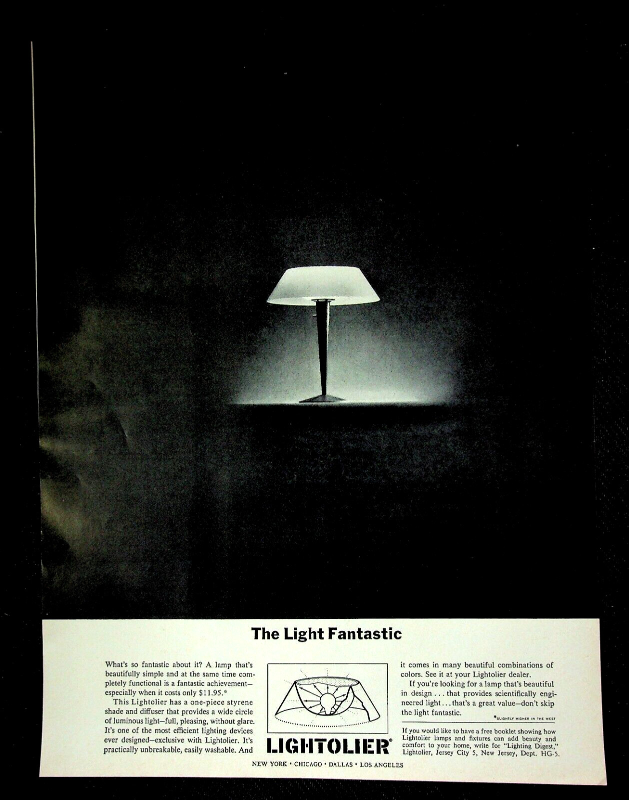 Lightolier Lamp, The Light Fantastic, Styrene Shade, May 1962 H&G, VTG Print Ad Lightolier Lamp, The Light Fantastic, Styrene Shade, May 1962 H&G, VTG Print Ad