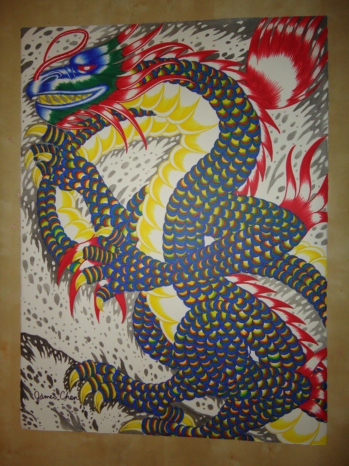 ORIGINAL HUGE PAINTING ENTITLED '' THE DRAGON 4 '' BY COMIC ARTIST JAMES CHEN ORIGINAL HUGE PAINTING ENTITLED '' THE DRAGON 4 '' BY COMIC ARTIST JAMES CHEN