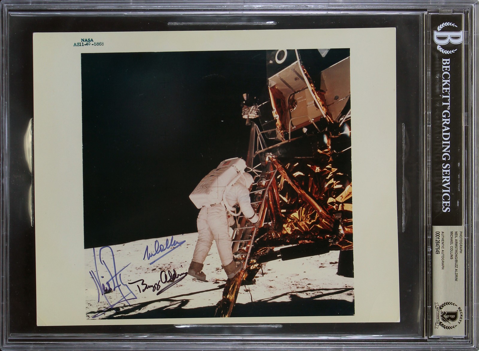 Apollo 11 (3) Armstrong, Aldrin & Collins Signed 8x10 NASA Blue # Photo BAS Slab Apollo 11 (3) Armstrong, Aldrin & Collins Signed 8x10 NASA Blue # Photo BAS Slab