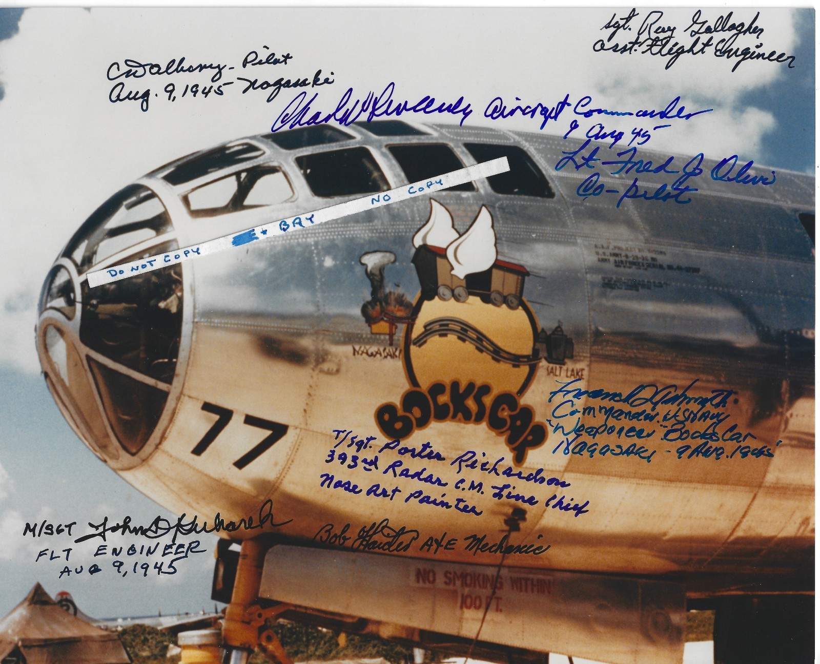 Bockscar, Nagasaki, Crew C-15, Multi Signed x8, 509th Composite Group, WWII Bockscar, Nagasaki, Crew C-15, Multi Signed x8, 509th Composite Group, WWII