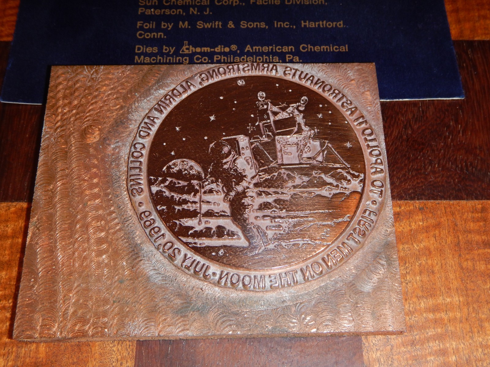 NASA - Apollo 11 - Moon Landing Print Plate 1969 - One of a kind 
