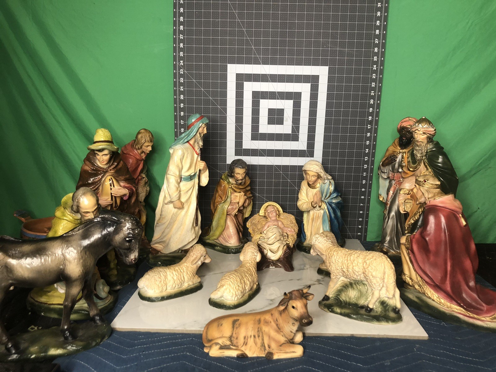 Nativity Christmas Figures Plaster Japan Vintage Large Set of 16 Nativity Christmas Figures Plaster Japan Vintage Large Set of 16