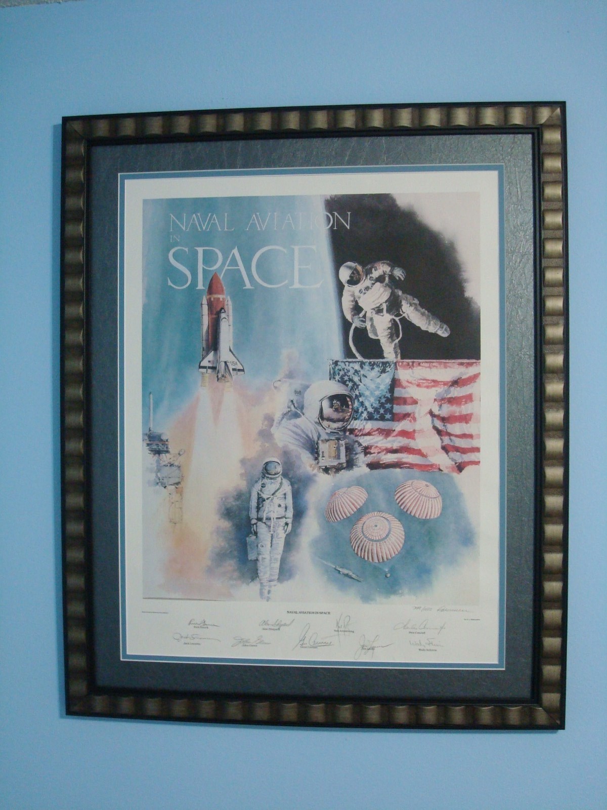NEIL ARMSTRONG JOHN GLENN and 7 Astronauts Signed Space Lithograph #749 with COA NEIL ARMSTRONG JOHN GLENN and 7 Astronauts Signed Space Lithograph #749 with COA