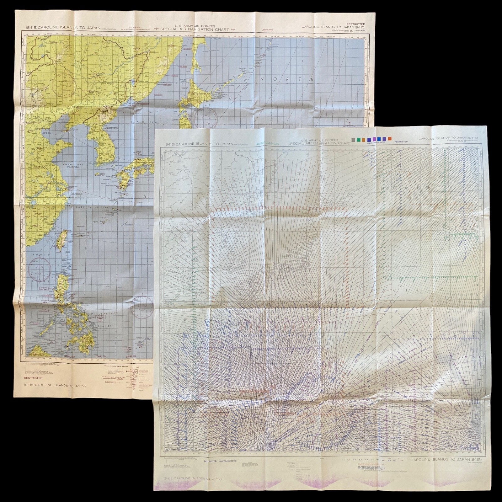 RARE WWII B-29 Superfortress Iwo Jima Okinawa Japan USAF Heavy Bomber LORAN Map