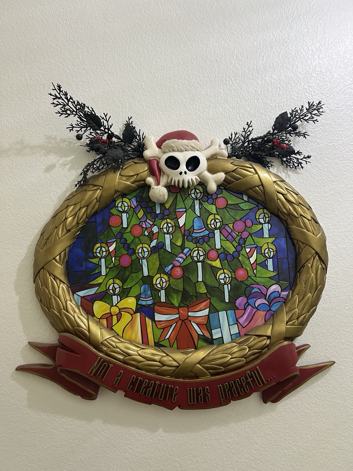 Disneyland Haunted Mansion Holiday Nightmare Christmas Tree stained glass plaque Disneyland Haunted Mansion Holiday Nightmare Christmas Tree stained glass plaque