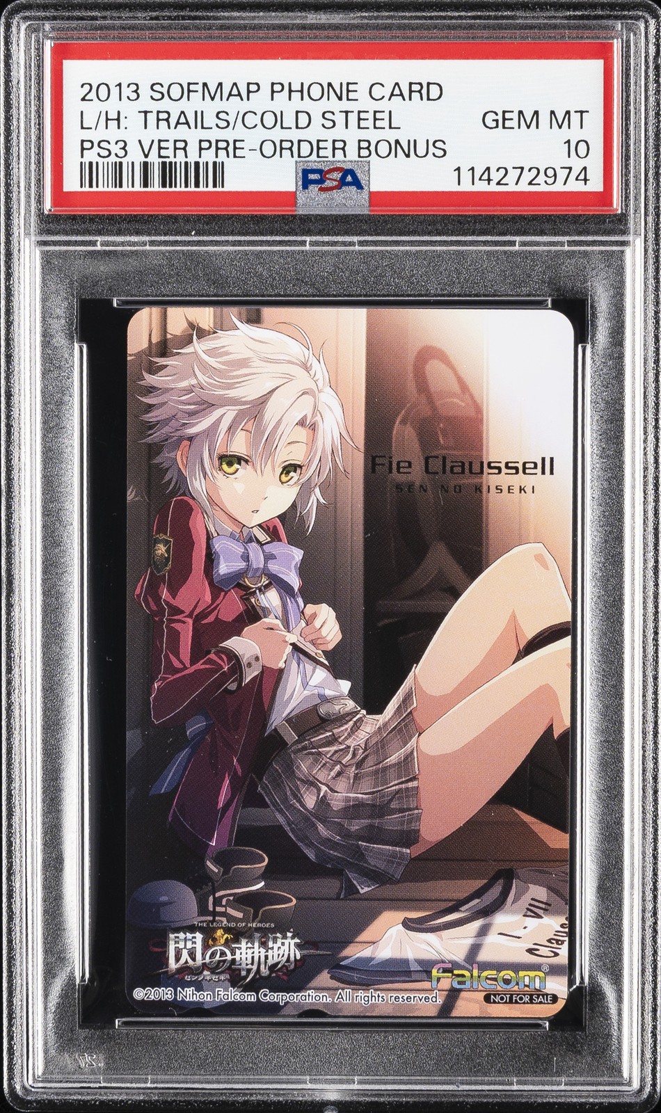 2013 SOFMAP PHONE CARD THE LEGEND OF HEROES: TRAILS OF COLD STEEL PSA 10