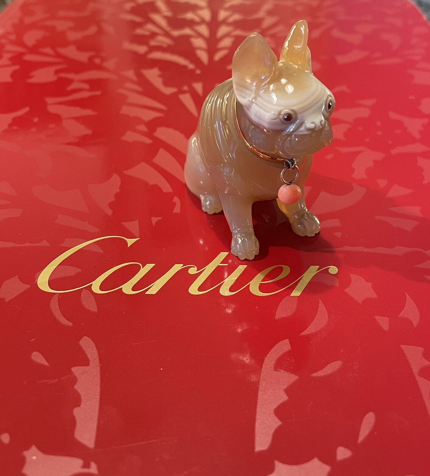 Agate Seated Bulldog Figurine Attributed To Cartier Circa 1900's Agate Seated Bulldog Figurine Attributed To Cartier Circa 1900's