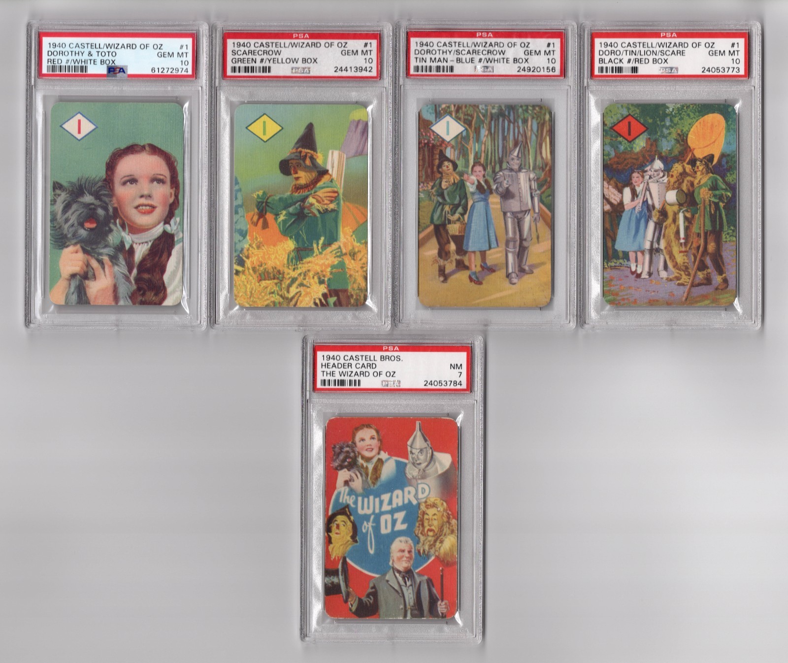 PSA 10 THE WIZARD OF OZ SET PLUS HEADER CARD 1940 Castell (45 Cards) SPECTACULAR PSA 10 THE WIZARD OF OZ SET PLUS HEADER CARD 1940 Castell (45 Cards) SPECTACULAR
