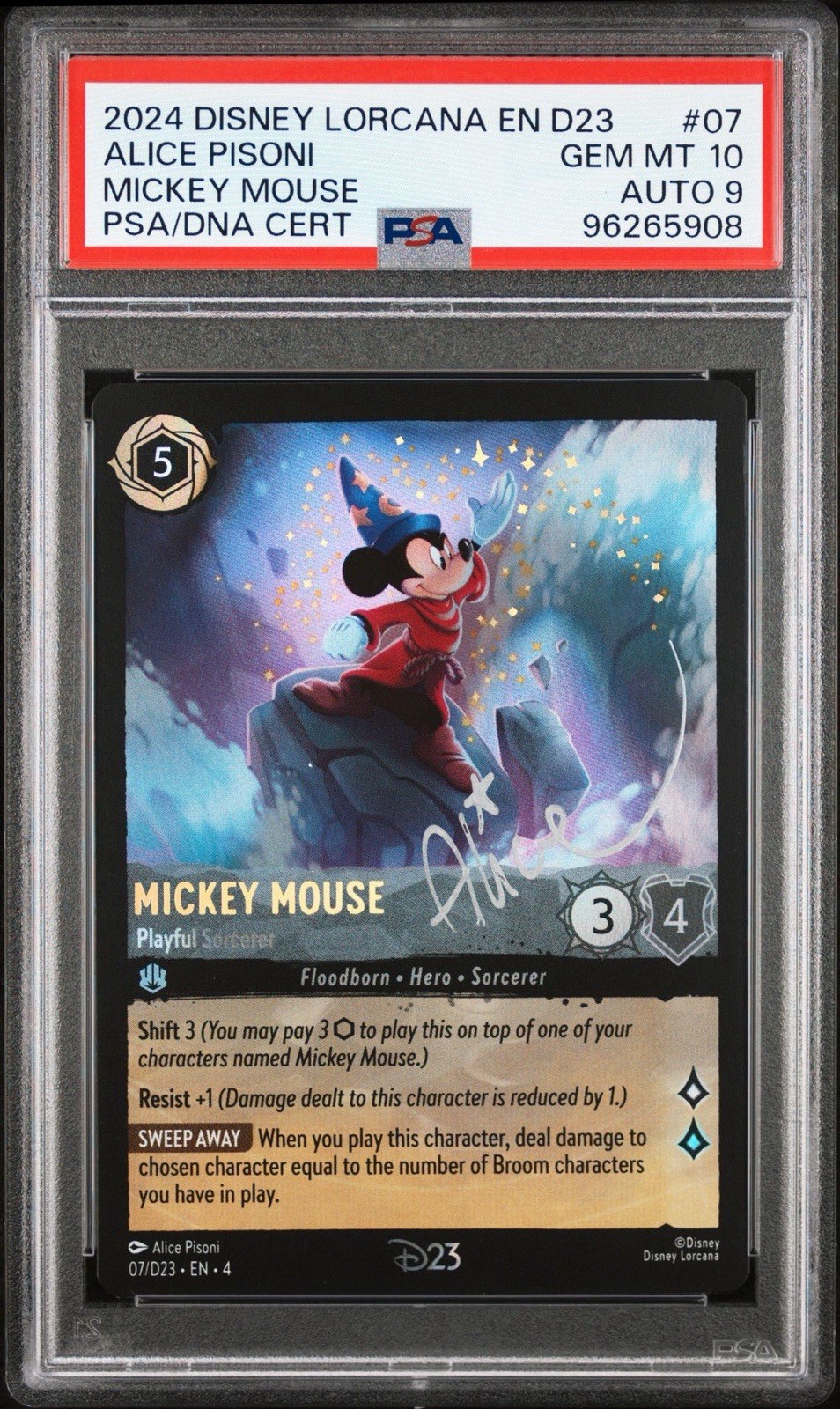 2024 D23 EXPO EXCLUSIVE Mickey PSA 10 ALICE SIGNED AUTO EXTREMELY RARE 2024 D23 EXPO EXCLUSIVE Mickey PSA 10 ALICE SIGNED AUTO EXTREMELY RARE