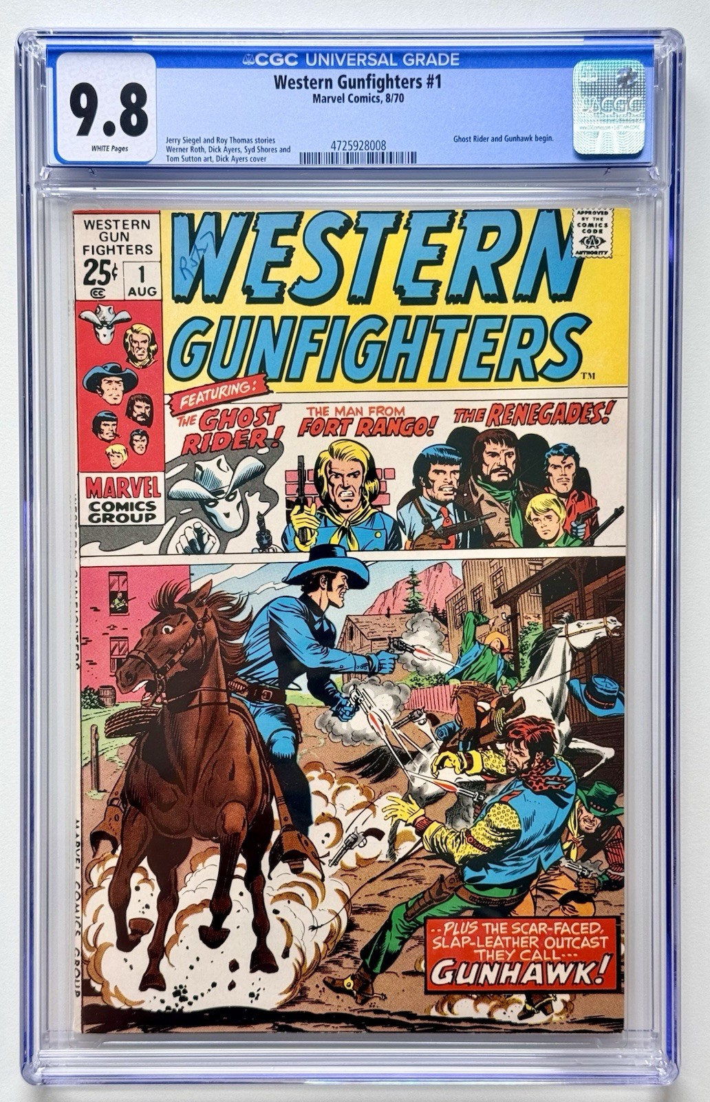 WESTERN GUNFIGHTERS 1 ◉ CGC 9.8 🔥 1970 Marvel* ORIGINAL GHOST RIDER * 1 Of 5 👀