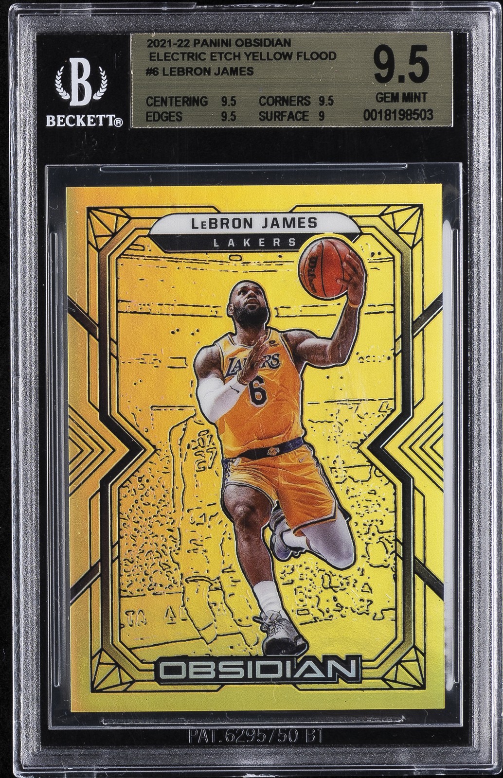 2021-22 PANINI OBSIDIAN EE YELLOW FLOOD LEBRON JAMES BGS 9.5 2021-22 PANINI OBSIDIAN EE YELLOW FLOOD LEBRON JAMES BGS 9.5
