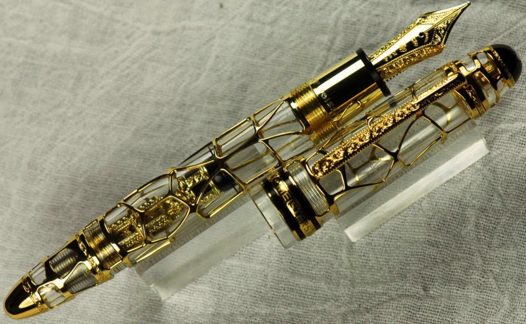 MONTBLANC SKELETON 75th ANNIVERSARY FOUNTAIN PEN GOLD MINT, COMPLETE, DISPLAY MONTBLANC SKELETON 75th ANNIVERSARY FOUNTAIN PEN GOLD MINT, COMPLETE, DISPLAY