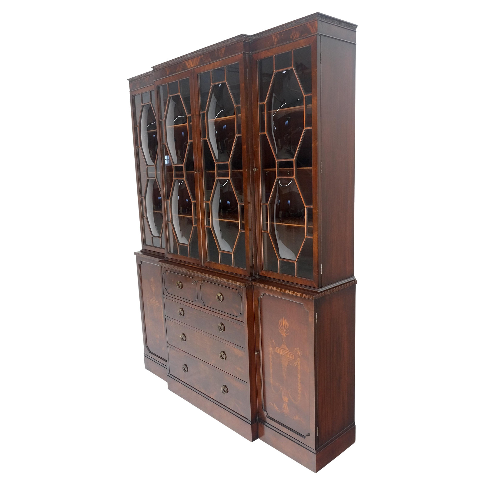 Very Fine Custom c1940s Bubble Glass Drop Front Butlers Desk Break Front MINT Very Fine Custom c1940s Bubble Glass Drop Front Butlers Desk Break Front MINT