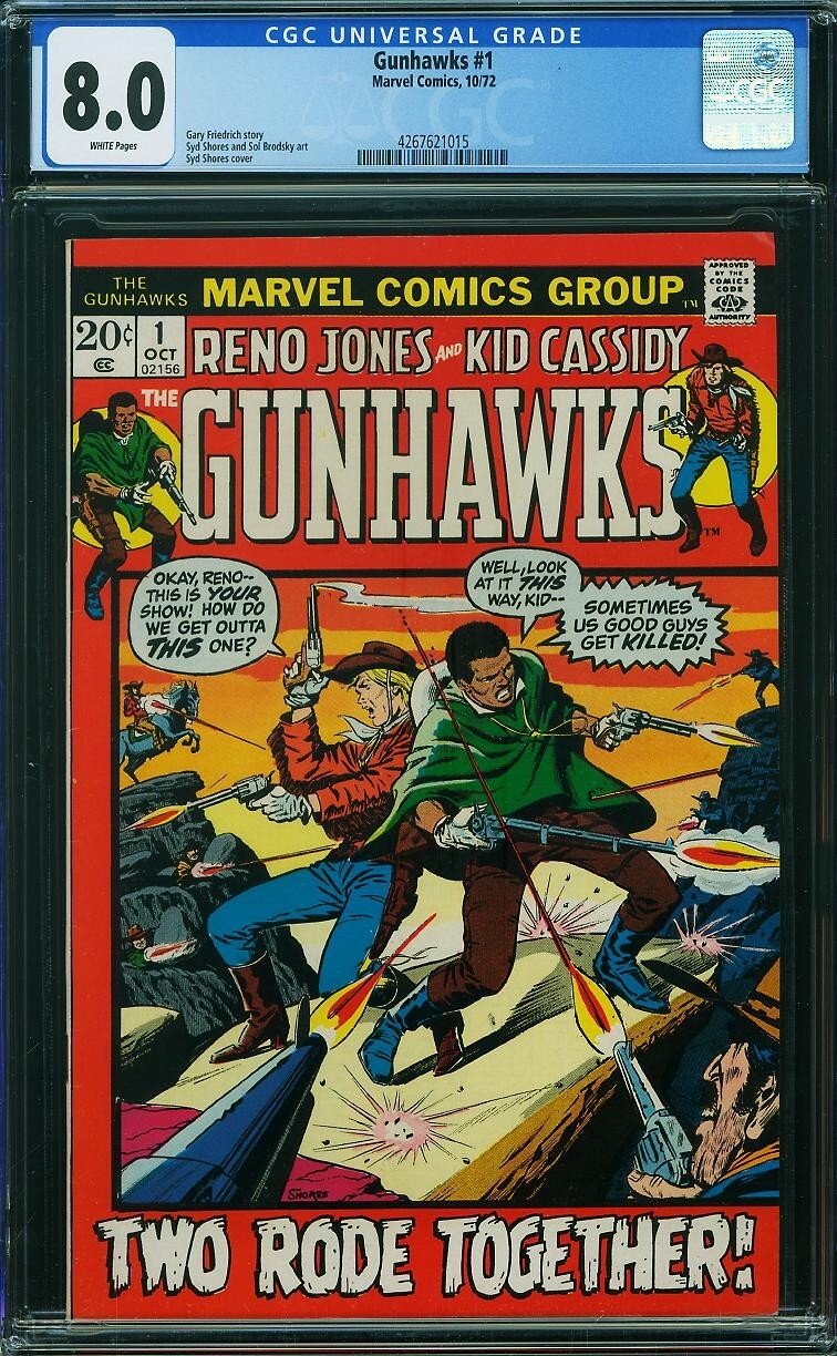 Gunhawks 1 CGC 8.0, 1972, Marvel, 1st Gunhawks, Reno Jones and Kid Cassidy Gunhawks 1 CGC 8.0, 1972, Marvel, 1st Gunhawks, Reno Jones and Kid Cassidy