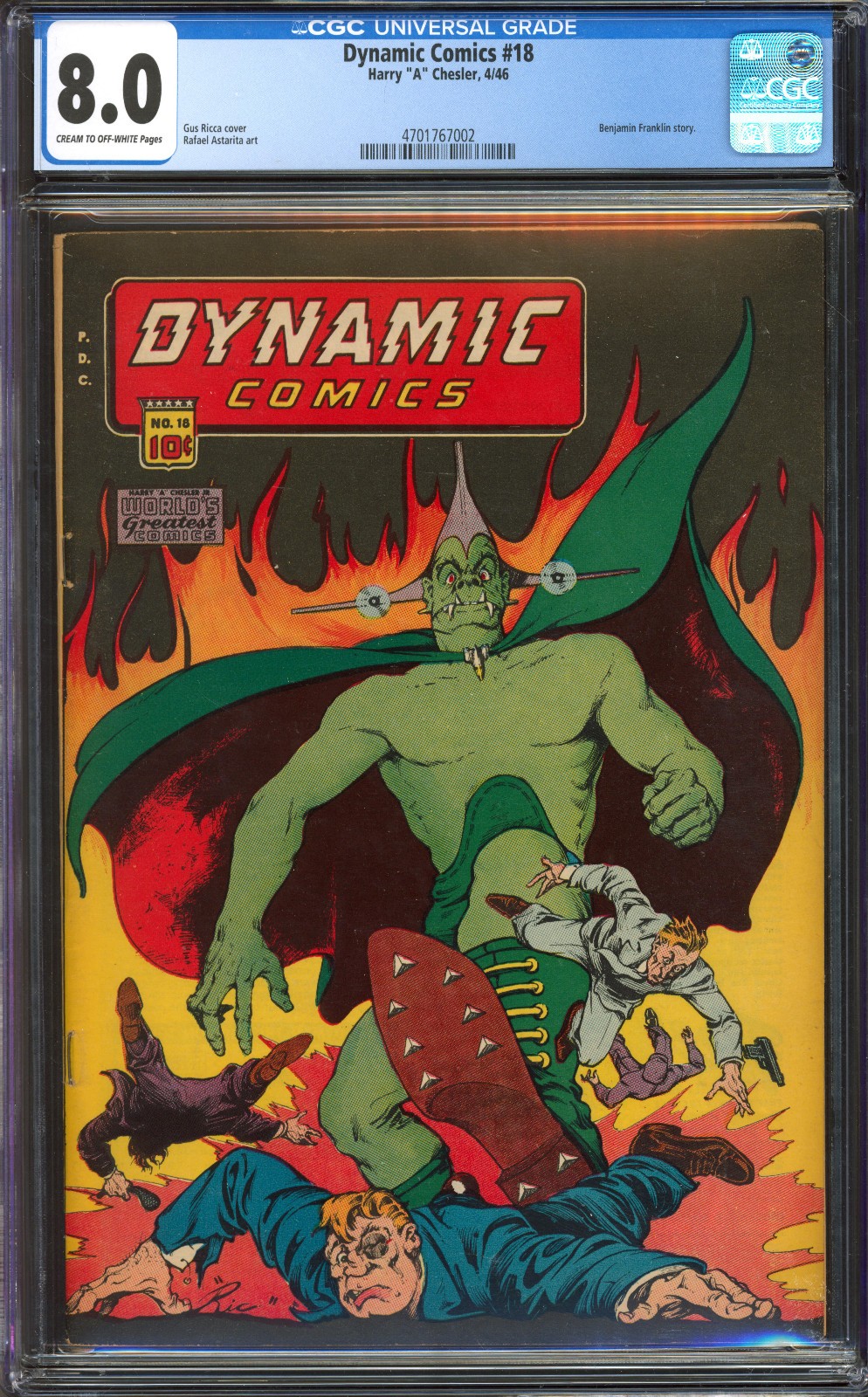 Dynamic Comics #18 CGC 8.0 | Chesler 1946 | Fiery Horror Cover Rare 3rd Highest
