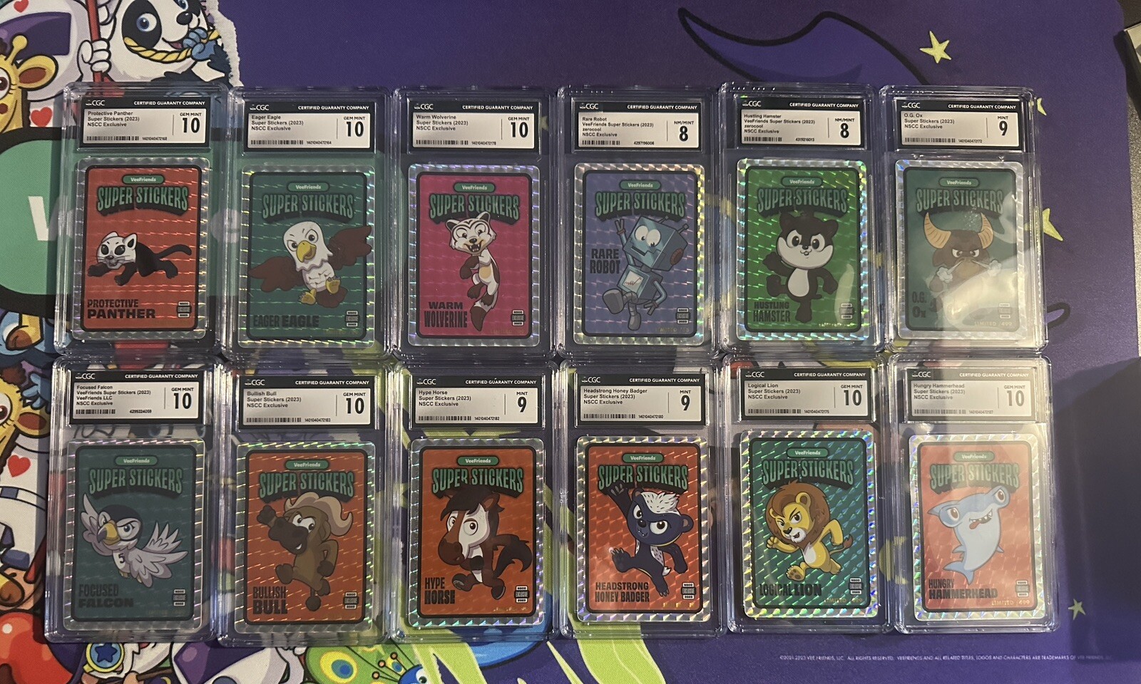 Veefriends NSCC Super Stickers Complete Set 19 Cards Graded 1st release Veefriends NSCC Super Stickers Complete Set 19 Cards Graded 1st release