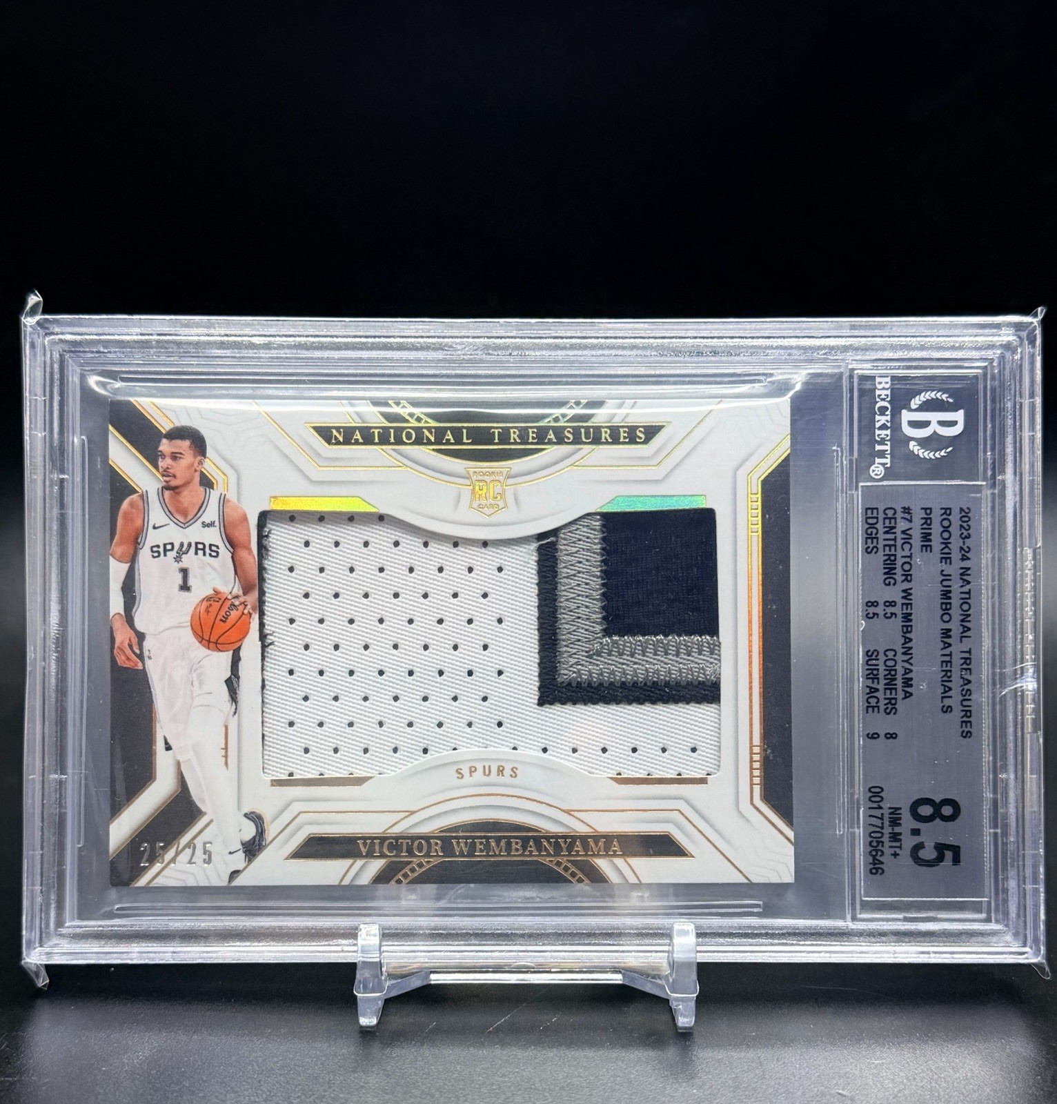 2023-24 NATIONAL TREASURES ROOKIE JUMBO  #7 VICTOR WEMBANYAMA BGS 8.5 #25/25