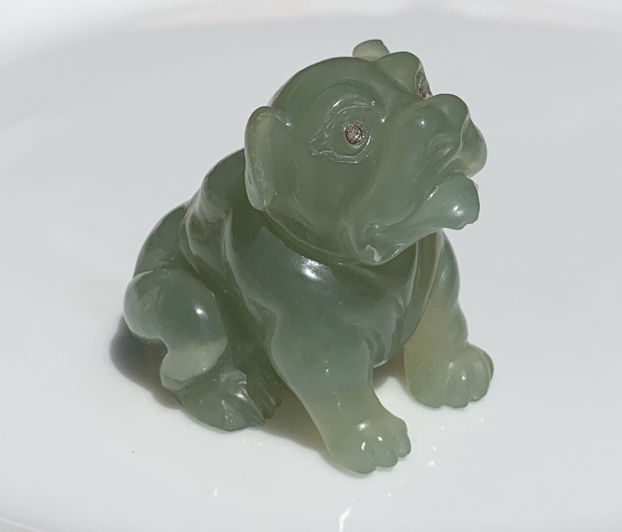 Bowenite Seated Bulldog Figurine Attributed To Faberge Circa 1900's