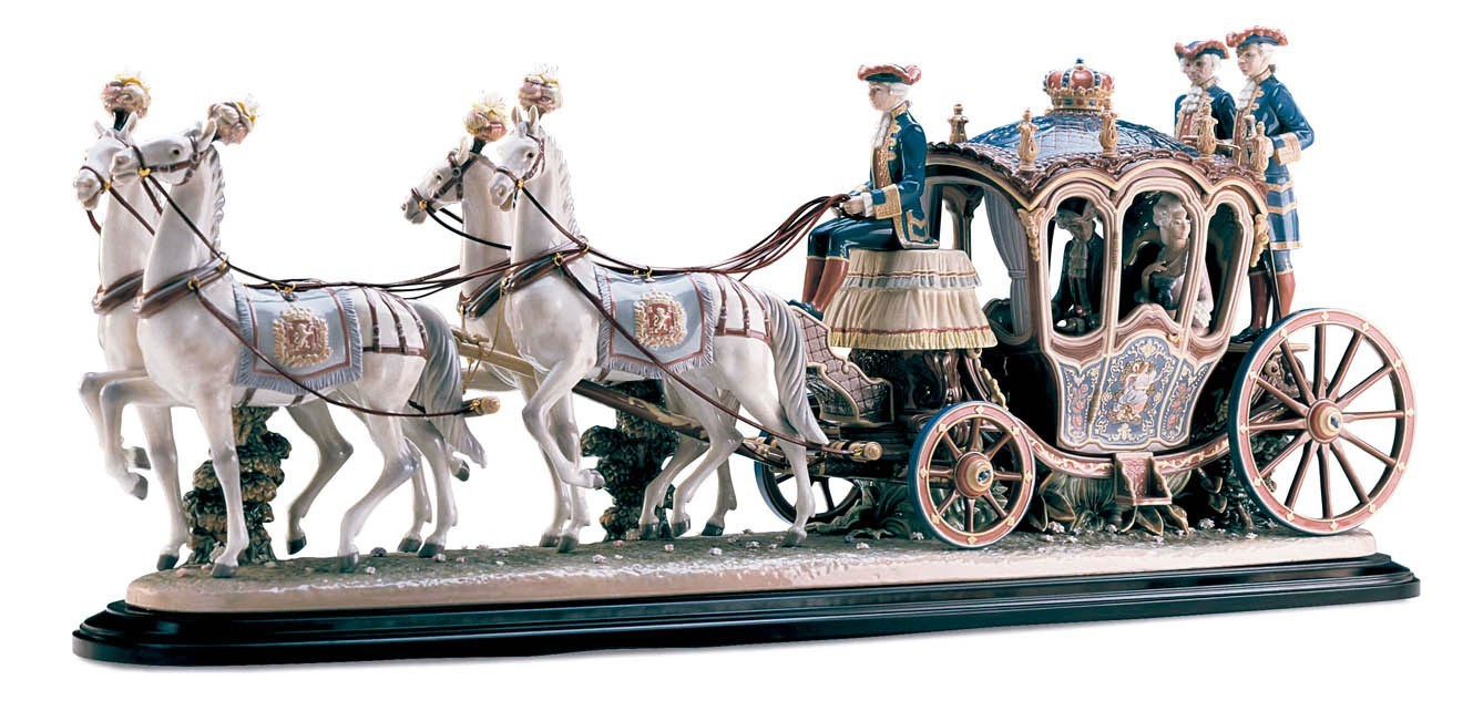 Lladro XVIIIth Century Coach Sculpture High Porcelain Limited 01001485 New Lladro XVIIIth Century Coach Sculpture High Porcelain Limited 01001485 New