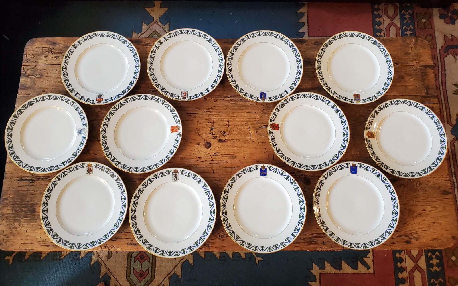 Rare 19th C Set of 12 Russian Imperial Porcelain Dinner Plates Kornilov Brothers Rare 19th C Set of 12 Russian Imperial Porcelain Dinner Plates Kornilov Brothers