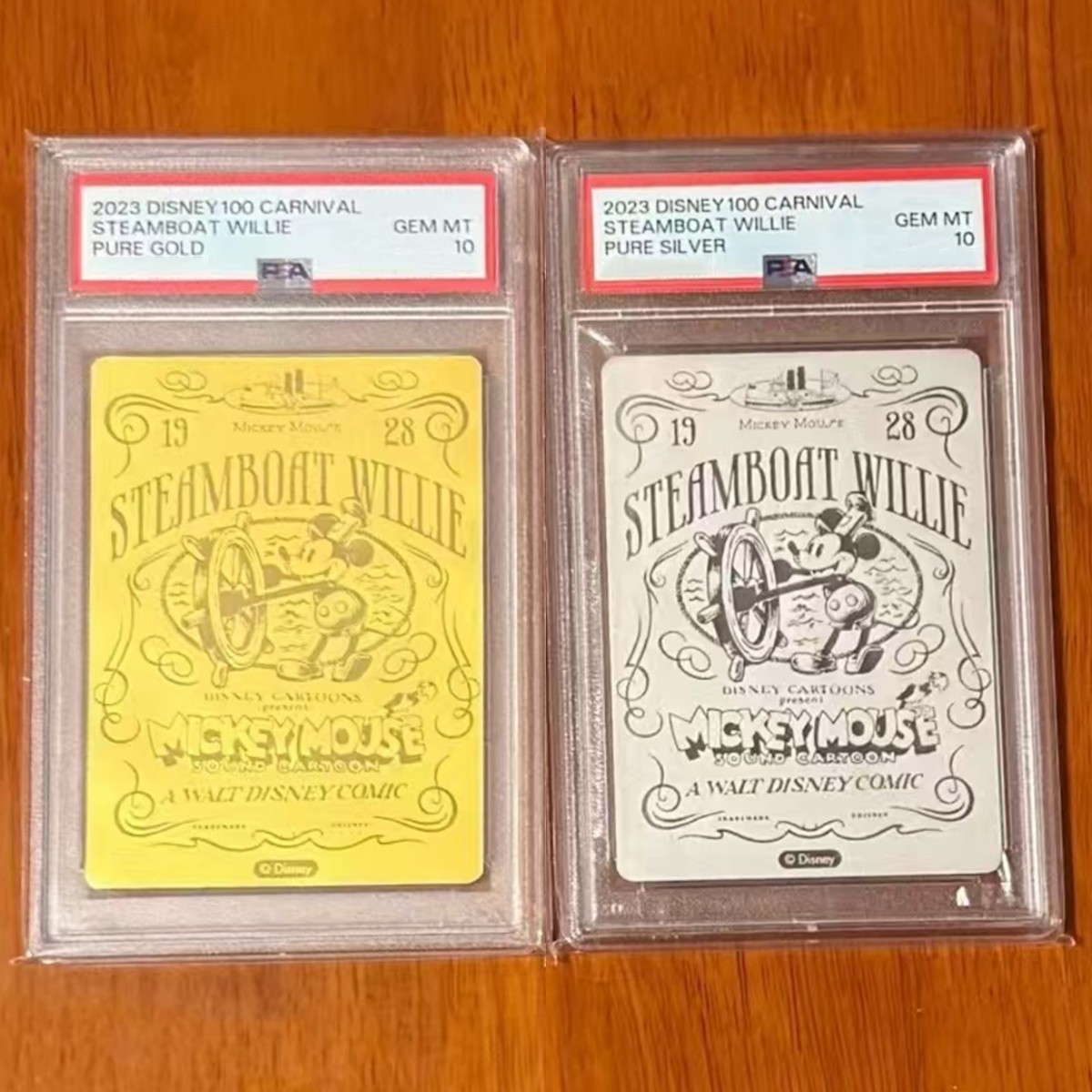 Card Fun Disney 100 Carnival Pure Gold & Silver Steamboat Willie PSA 10 Lot*2 Card Fun Disney 100 Carnival Pure Gold & Silver Steamboat Willie PSA 10 Lot*2