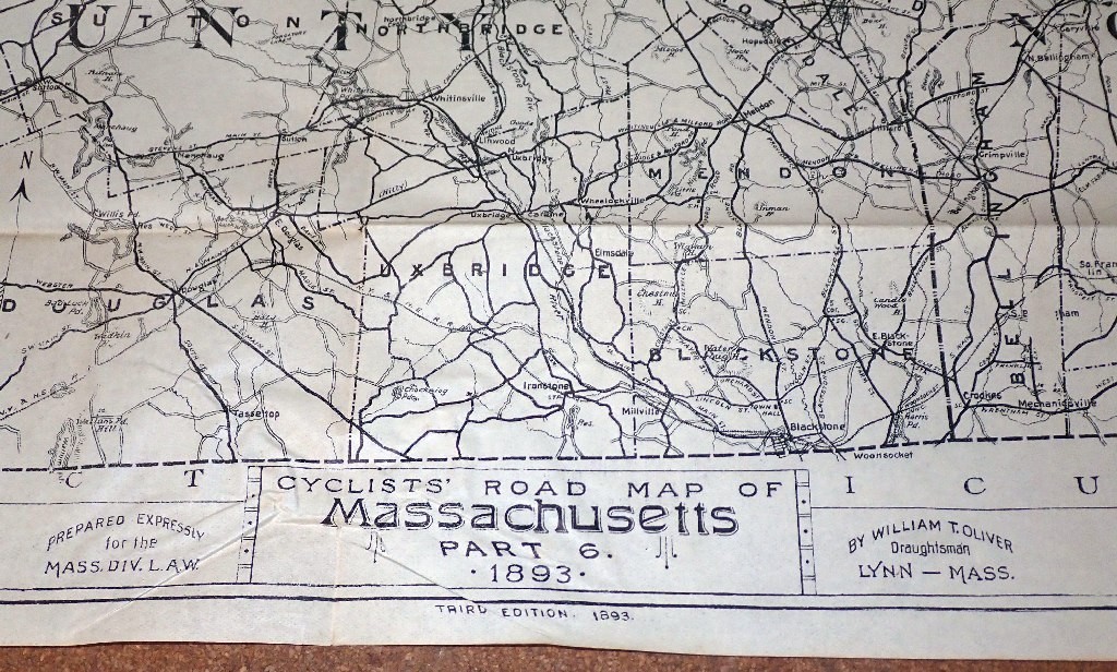 Rare 1893 Cyclists Road Map of Massachusetts, Part 6 Rare 1893 Cyclists Road Map of Massachusetts, Part 6