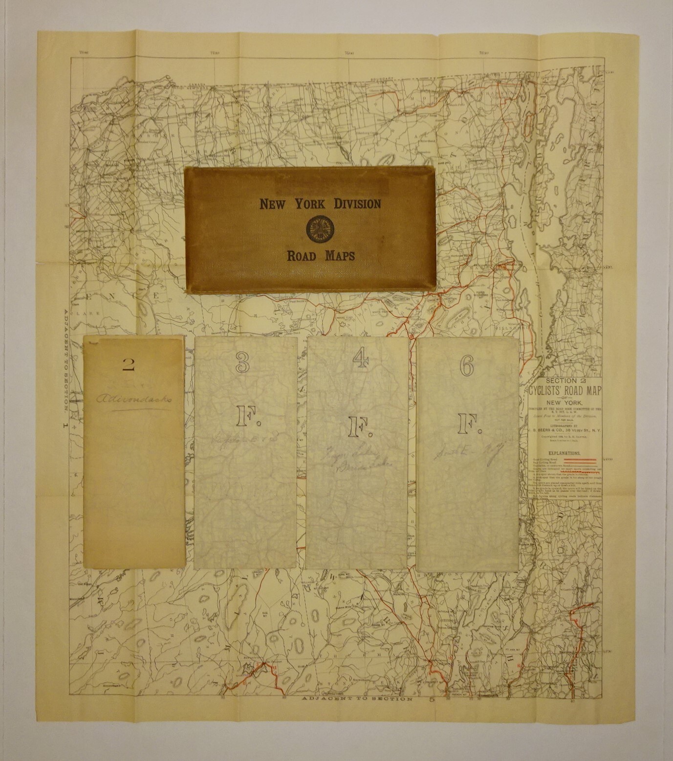 1893 CYCLISTS' ROAD MAP of New York (5 Maps) w/ Storage Pouch, Adirondacks etc. 1893 CYCLISTS' ROAD MAP of New York (5 Maps) w/ Storage Pouch, Adirondacks etc.