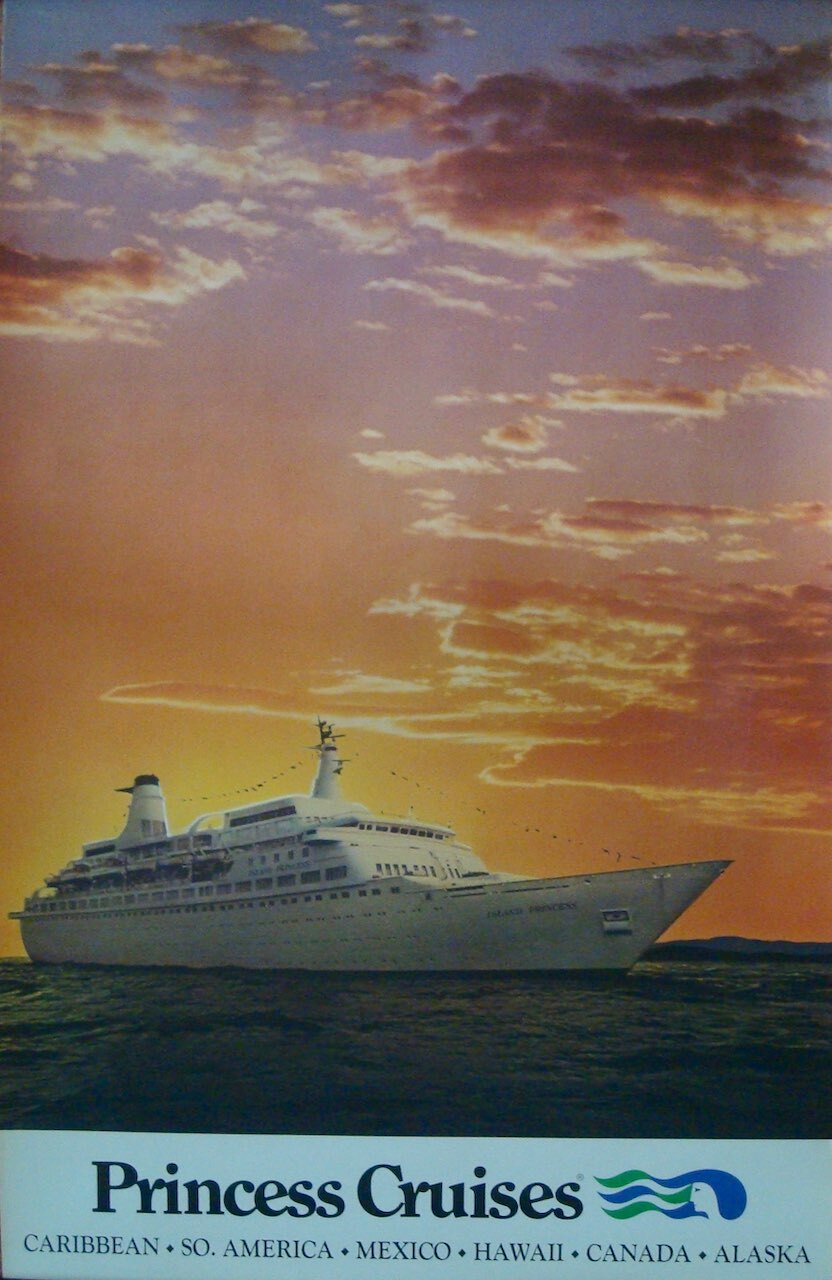 PRINCESS CRUISES LINE CARIBBEAN MEXICO HAWAII 1977 Travel poster 25x40 NM PRINCESS CRUISES LINE CARIBBEAN MEXICO HAWAII 1977 Travel poster 25x40 NM
