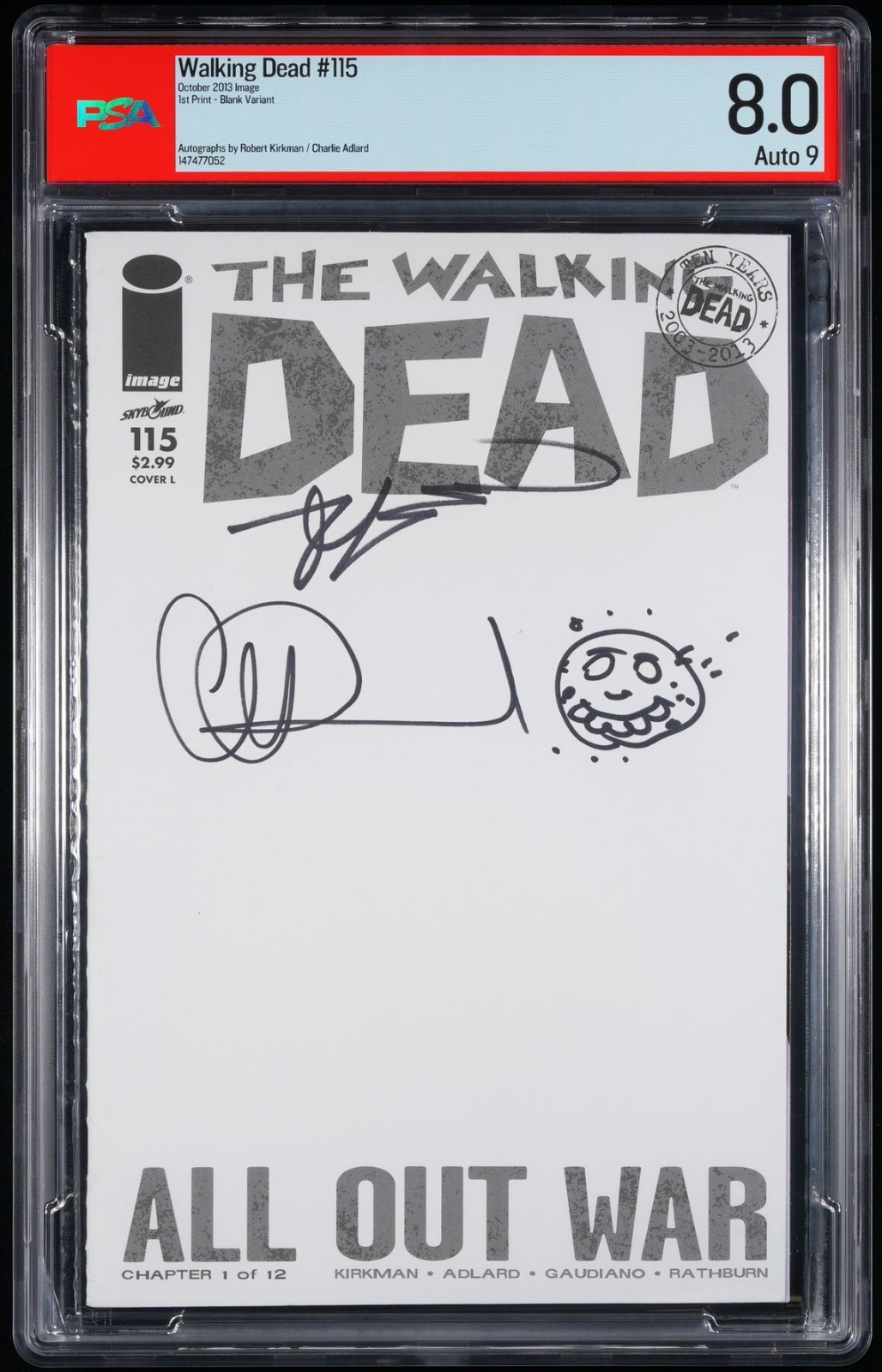 2013 The Walking Dead 115 Blank Variant (Signed by Kirkman & Adlard) PSA 8 2013 The Walking Dead 115 Blank Variant (Signed by Kirkman & Adlard) PSA 8