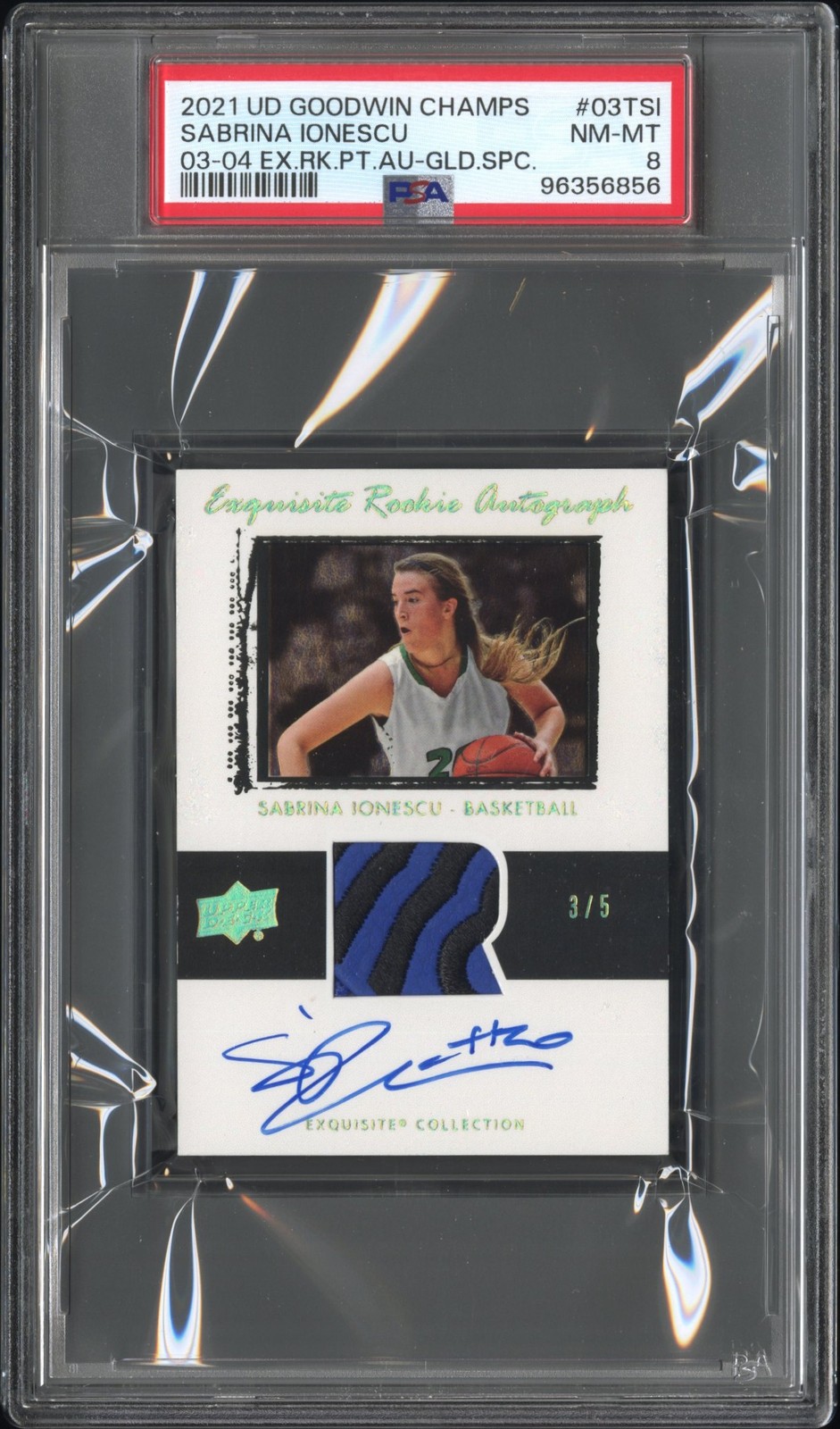 2021 GOODWIN CHAMPIONS 2003-04 EXQUISITE RPA TRIBUTE SABRINA IONESCU 3/5 PSA 8 2021 GOODWIN CHAMPIONS 2003-04 EXQUISITE RPA TRIBUTE SABRINA IONESCU 3/5 PSA 8