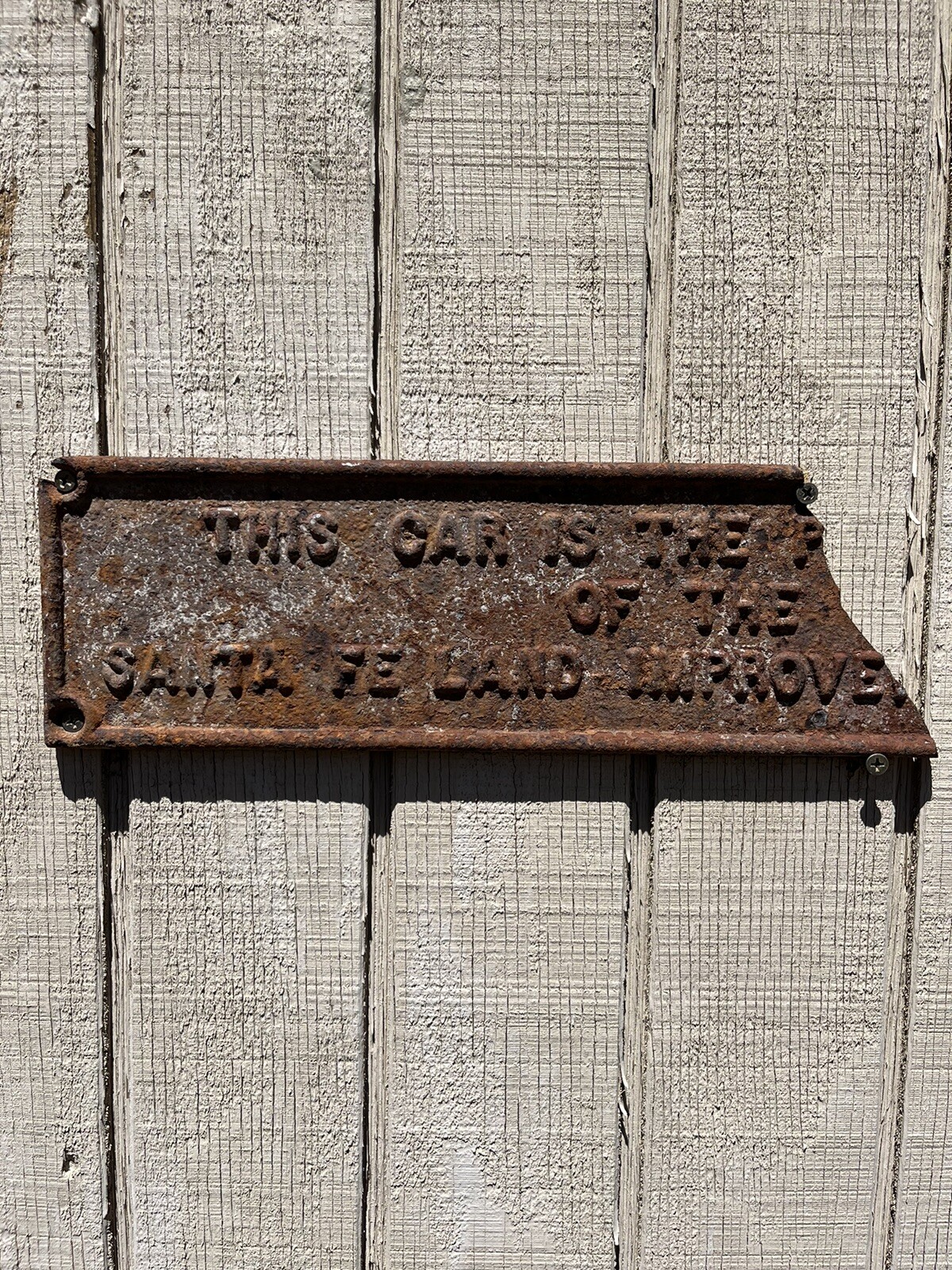 Early Vintage Santa Fe Railroad Identification Tag For Train Car Cast Iron Rare 