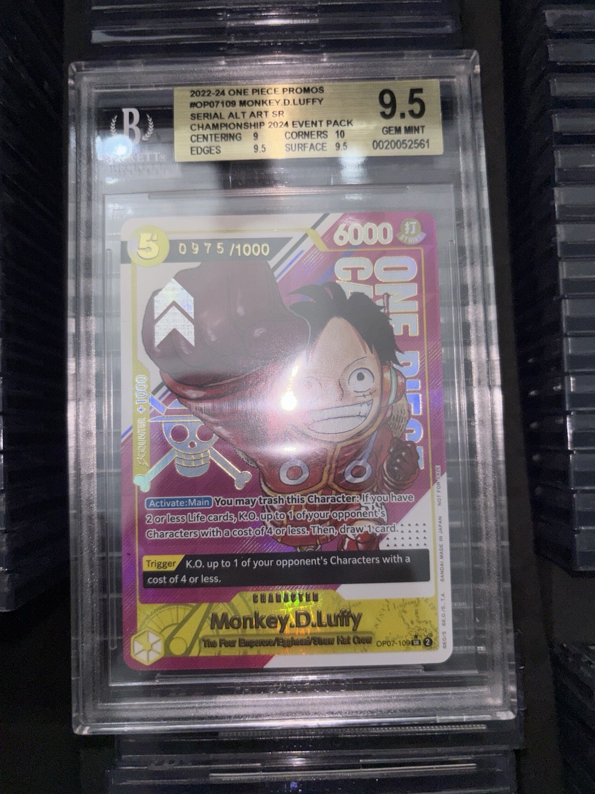 2022-24 One Piece Promos Champhip Event OP07109 Monkey D. Luffy Serial BGS 9.5 2022-24 One Piece Promos Champhip Event OP07109 Monkey D. Luffy Serial BGS 9.5