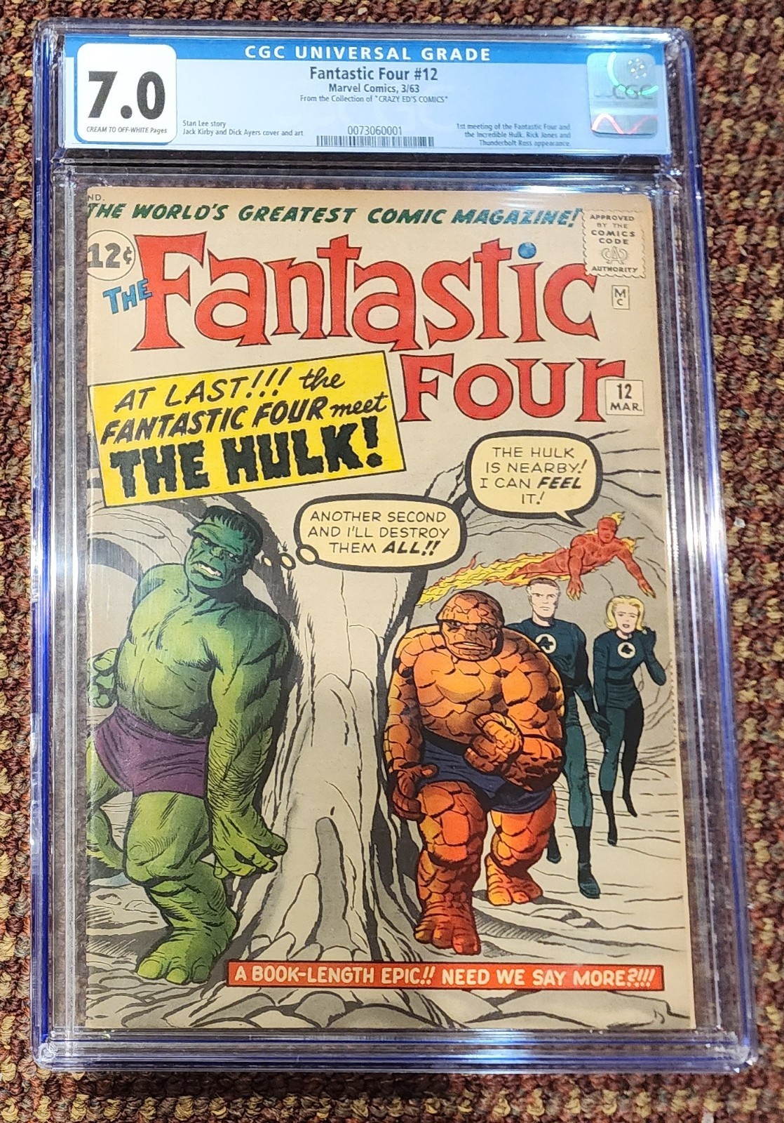 FANTASTIC FOUR #12 HULK VS THING KEY CGC 7.0 FANTASTIC FOUR #12 HULK VS THING KEY CGC 7.0