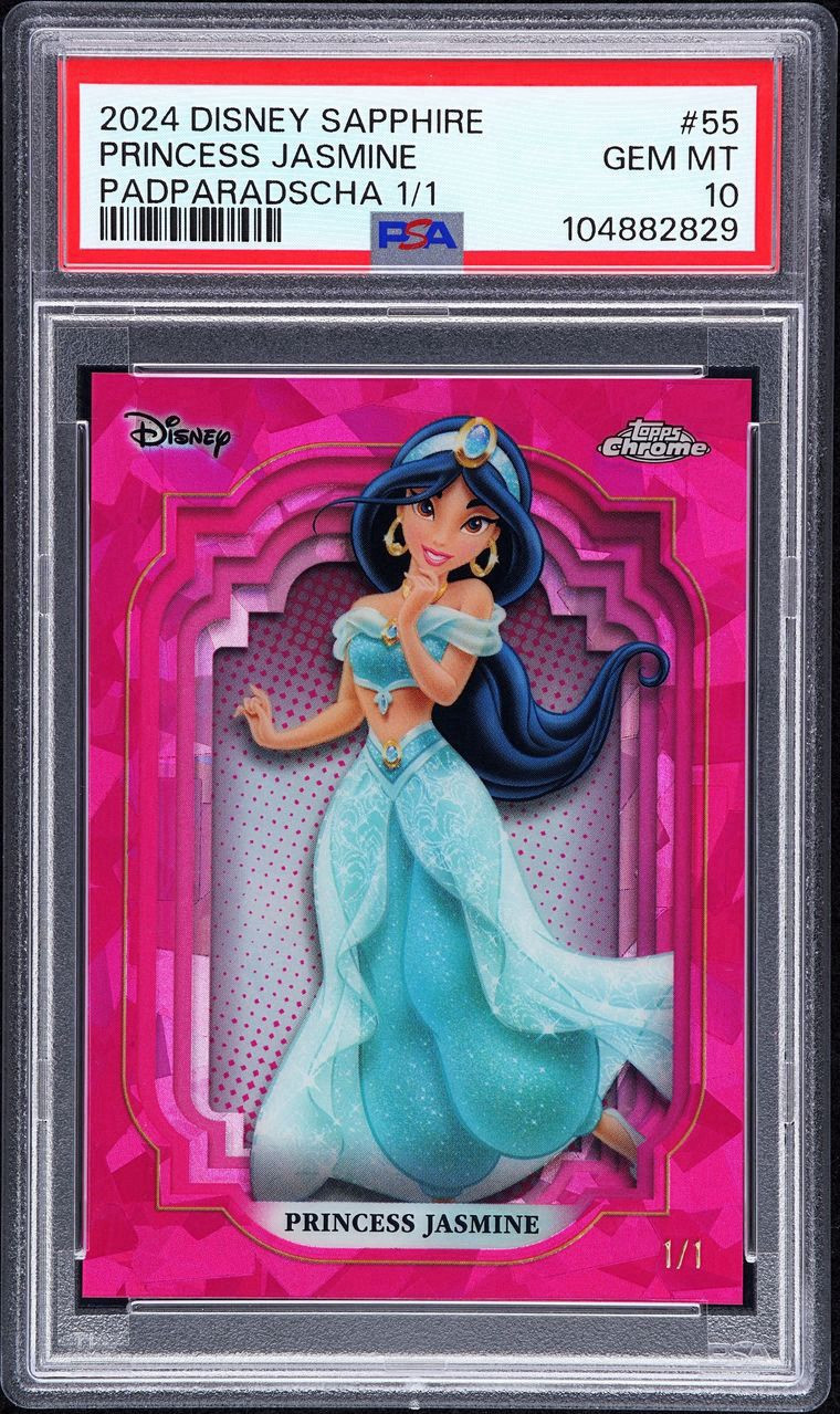 2024 Topps Chrome Disney Sapphire Princess Jasmine Padparadscha 1/1 PSA 10 GM