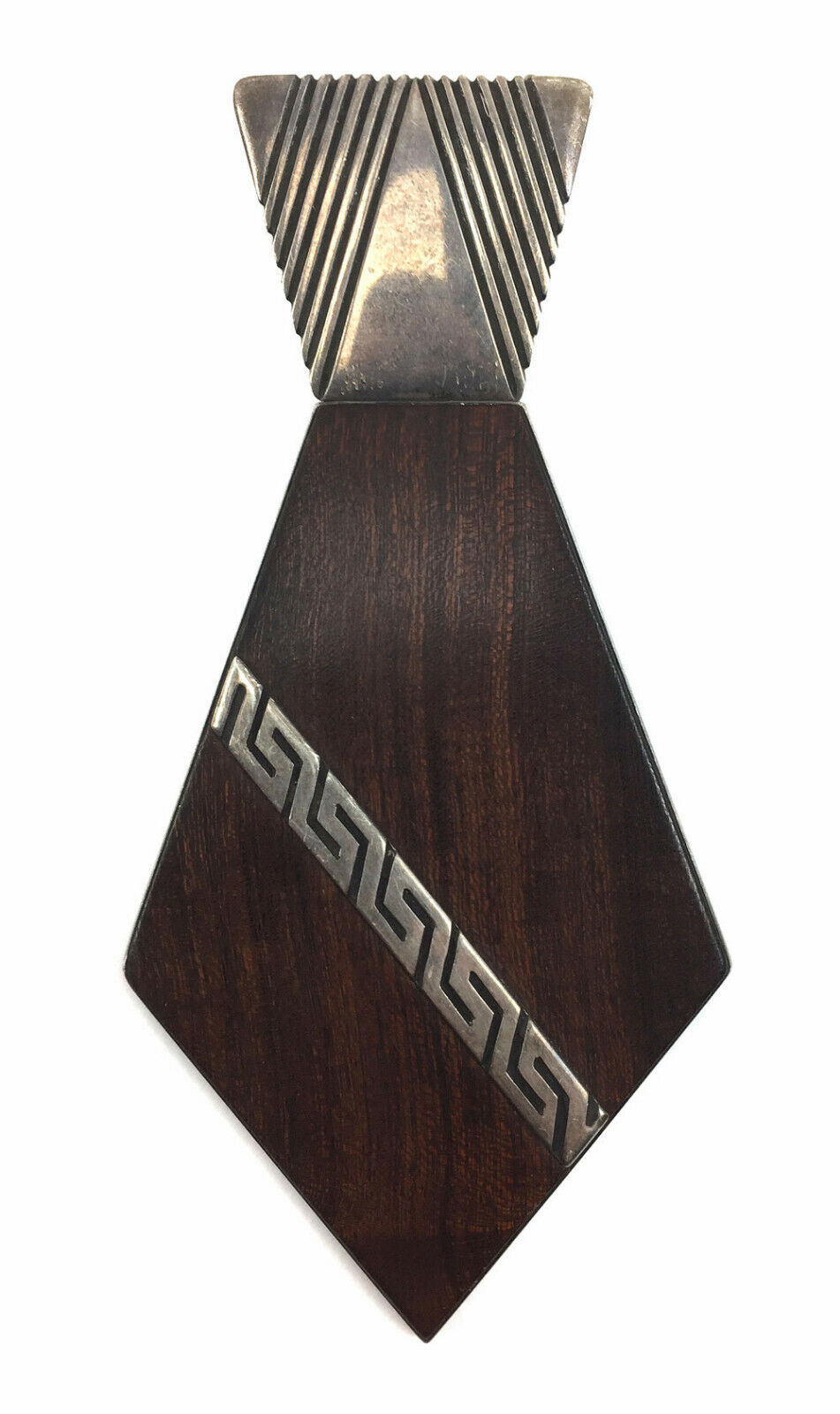 Kenneth Begay, White Hogan - Navajo  Ironwood and Silver Neck Tie Pendant, 5.5\
