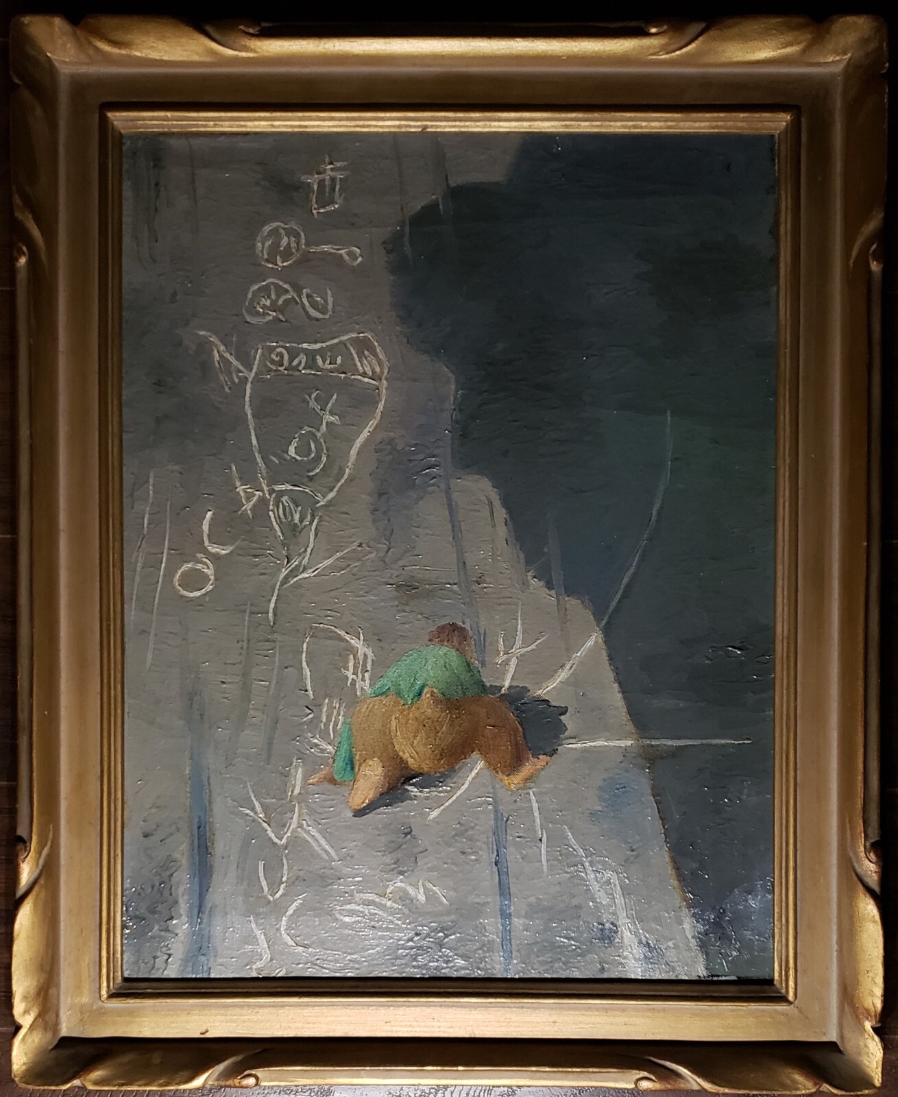 AFRICAN AMERICAN PAINTING VINTAGE NYC COLUMBUS OH CITY CHALK ART ROMAN JOHNSON 