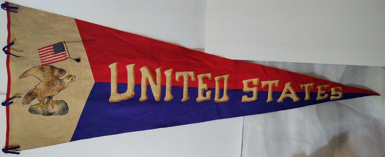 United States Flag Pennant HUGE 6'+ Wool Felt Stitched Eagle MAGA Patriot USA 