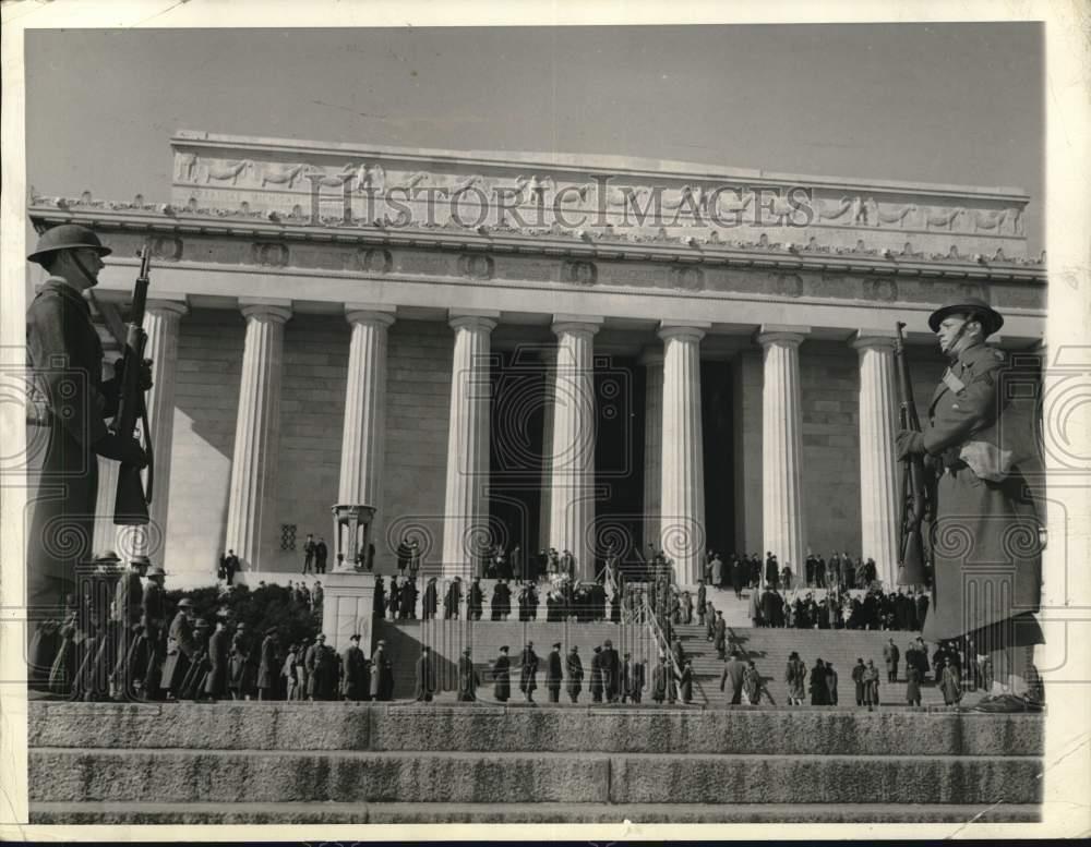 1942 Press Photo Lincoln's Birthday exercises at Lincoln Memorial, Washington