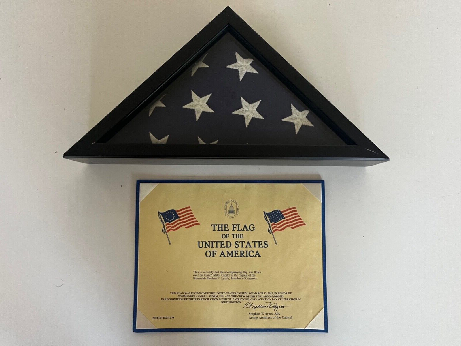 Flag Flown Over Capitol 2012 USS Laboon Navy Boston St Patricks Evacuation Day