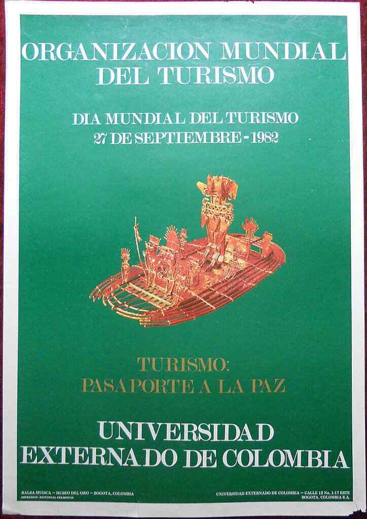 Original Poster Colombia Bogota World Tourism Day 27 Sep. 1982 Balsa Muisca Raft
