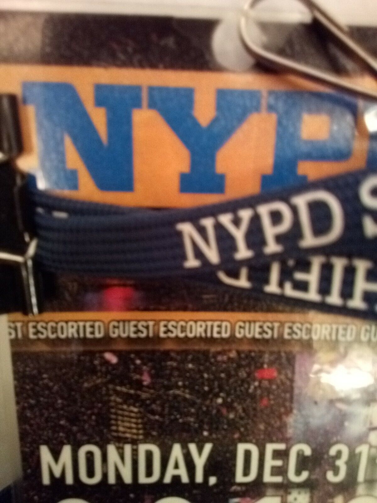 Memorabilia NYPD Escorted Guest Pass 12/31/2018. Rare New Years Eve Collectible