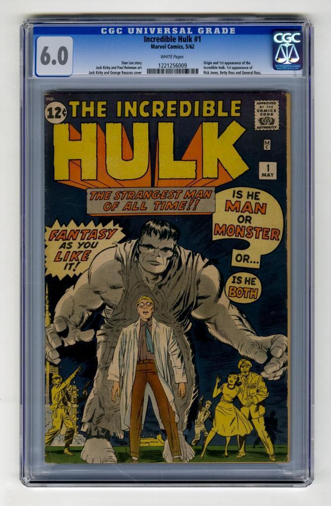 Hulk #1 CGC 6.0 Marvel 1962 Silver Age Holy Grail RARE WHITE pages 129 cm bo