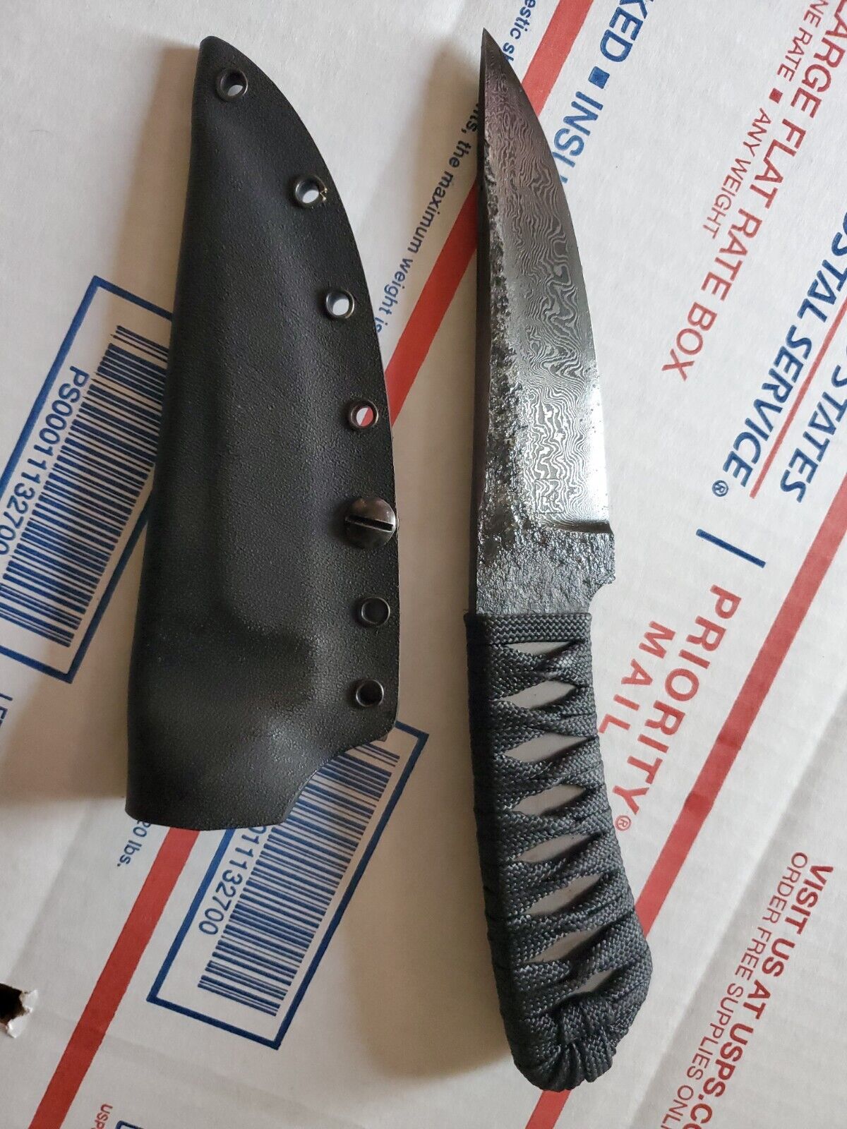 Seward Sentinel TAD Damascus Black Brown Persian Blade Triple Aught Design Knife