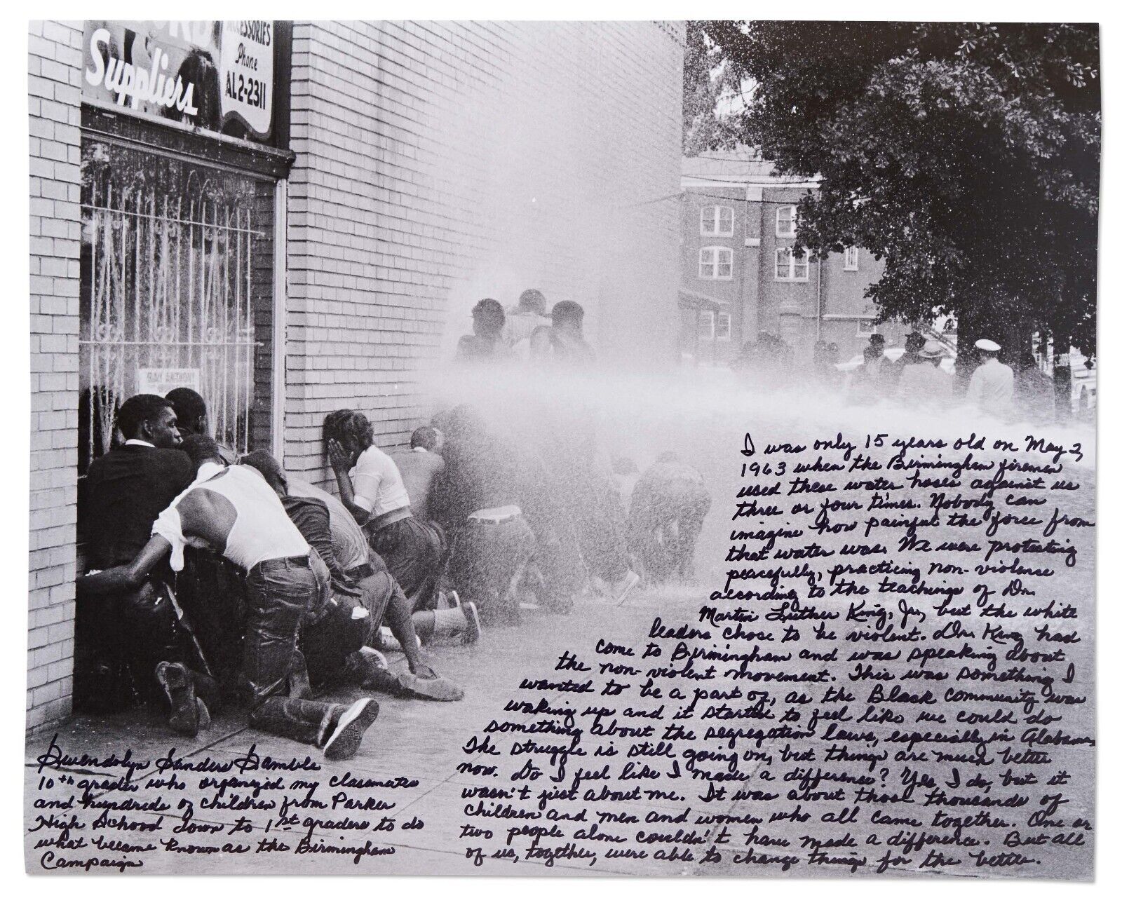 Birmingham Civil Rights Campaign OrgazinerFire Hose on Blacks Essay Signed Photo